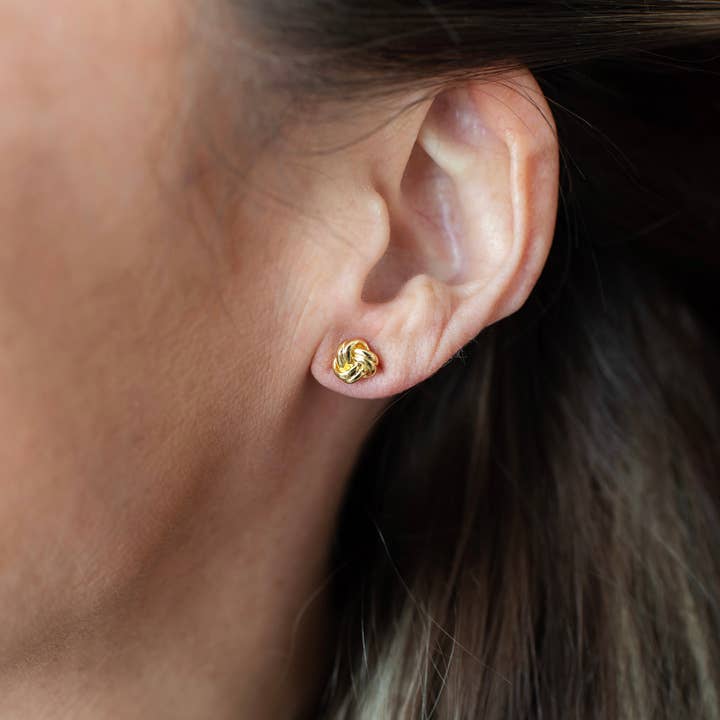 Golden Thread - Wholesale Stud/Post Earrings - Tiny Knot Stud1