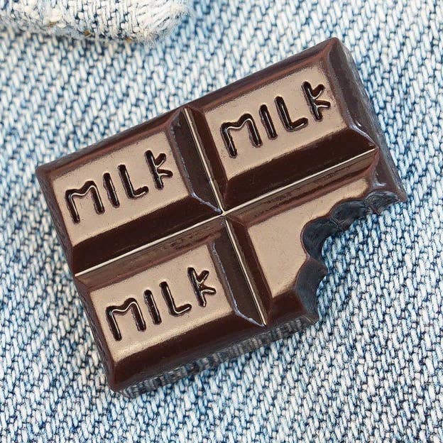 Milk Chocolate Pin | Bitten Chocolate Bar Brooch | Chocolate Bar Pin | Milk Chocolate Brooch | Miniature Food Pin | Gift for Chocolate Lover for wholesale by Mini Story Co