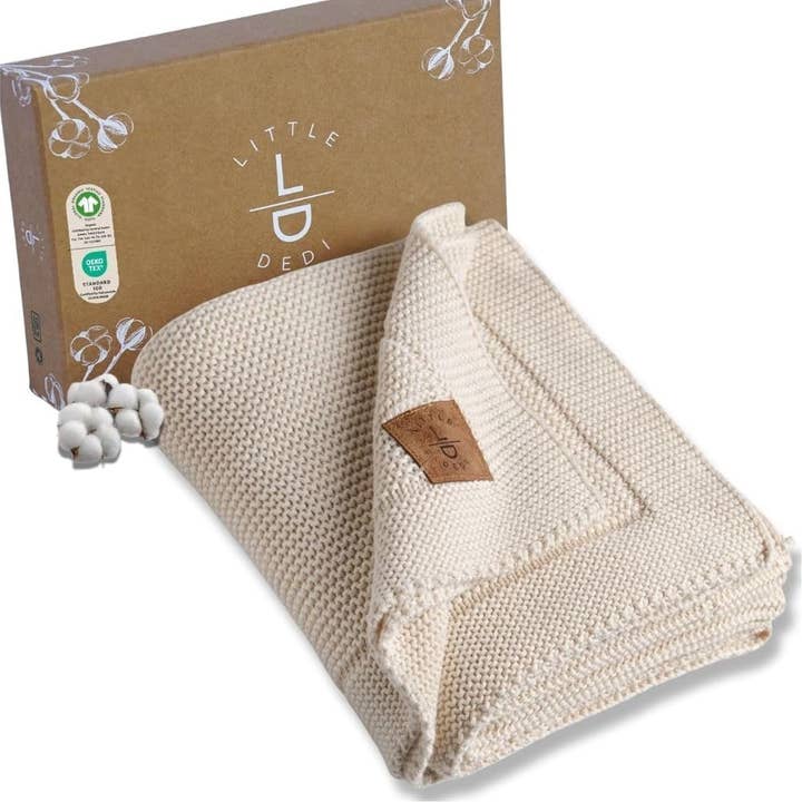 Little Dedi Knitted Blanket Alina 80x100cm - Earth Ivory for wholesale by Little Dedi