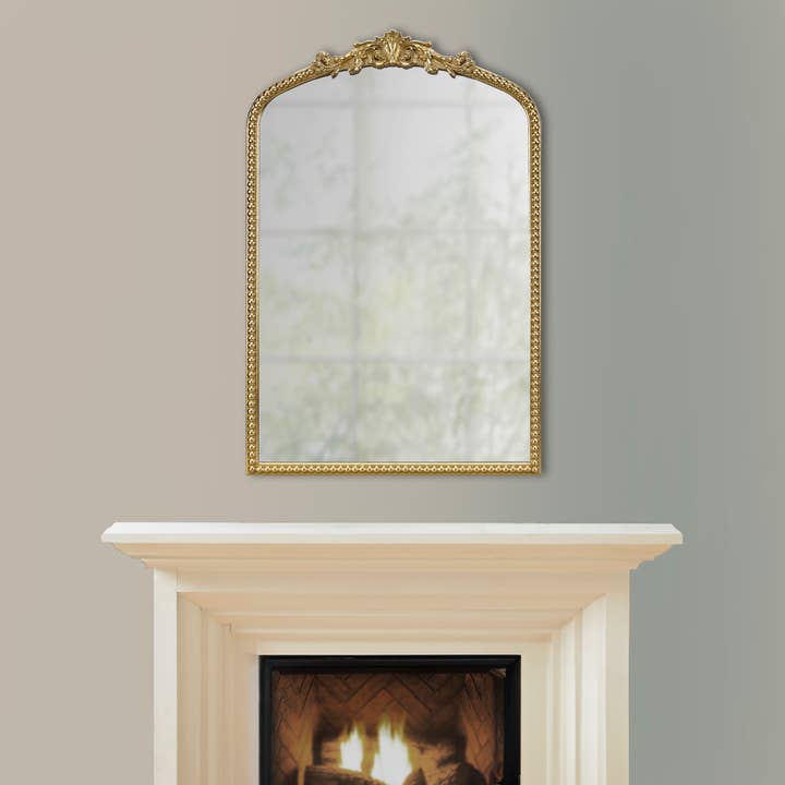 Olliix - Wholesale Wall Mirror - Transitional Beaded Arch Wall Decor Mirror, Gold