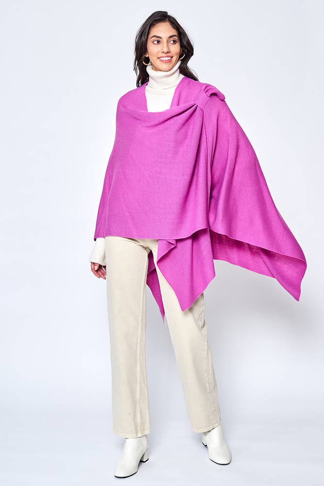 Hana - Venta al por mayor Poncho - Mujer - Ruana sólida con correa para el hombro45