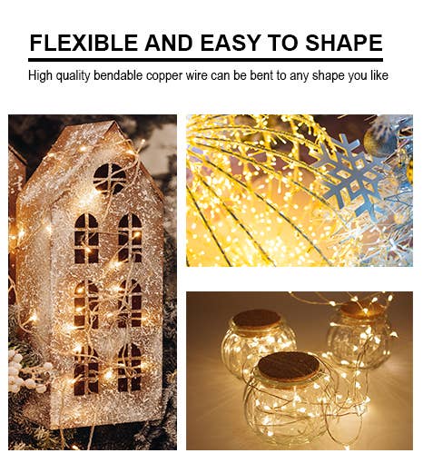 Warm White 200 LED Solar Copper Wire Multifunction Fairy Lights - WW for wholesale on Faire3