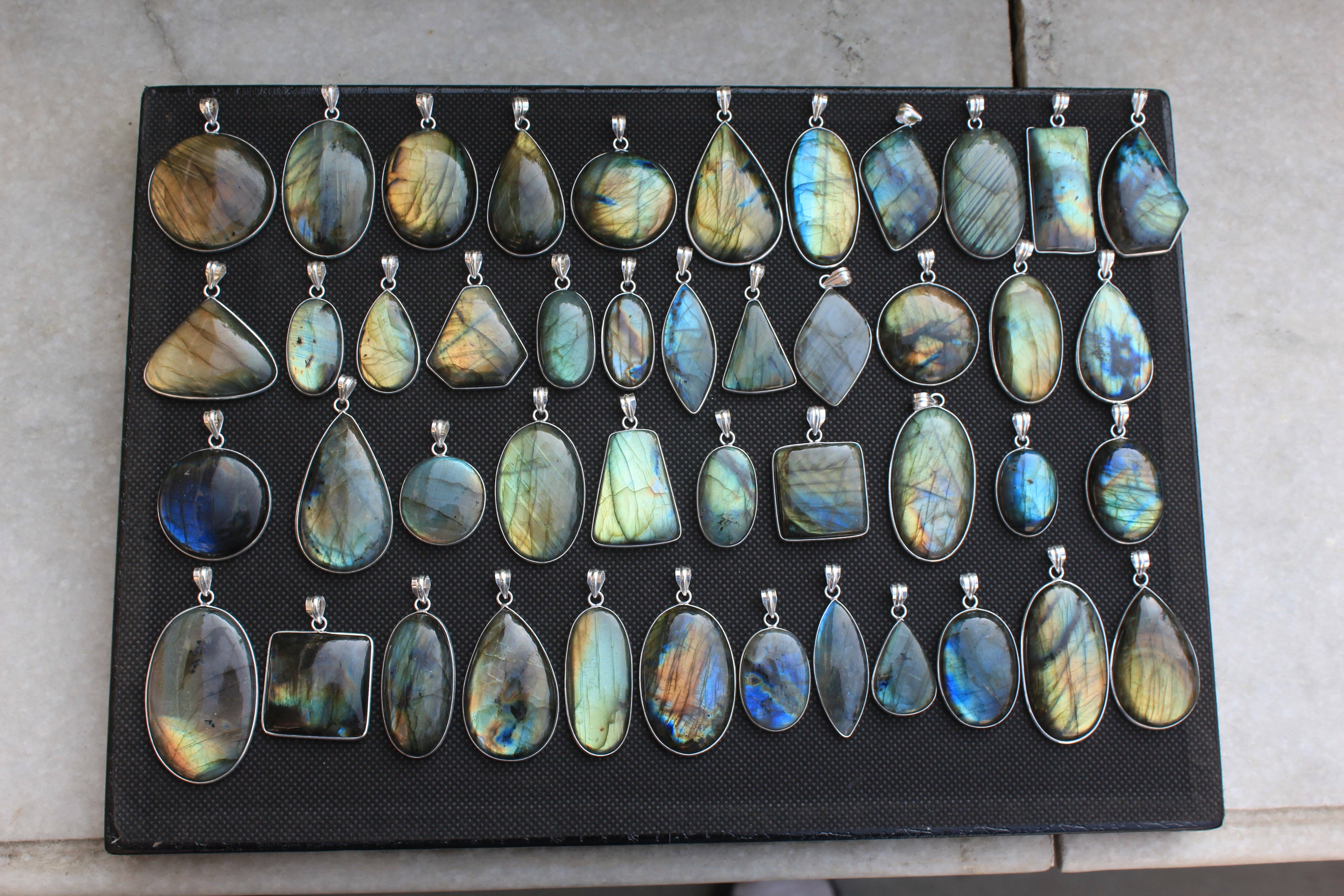 Handmade Jewels - Wholesale Individual Charm/Pendant - Labradorite Minimalist Pendants -  Handmade, Silver-Plated Brass, Wholesale18