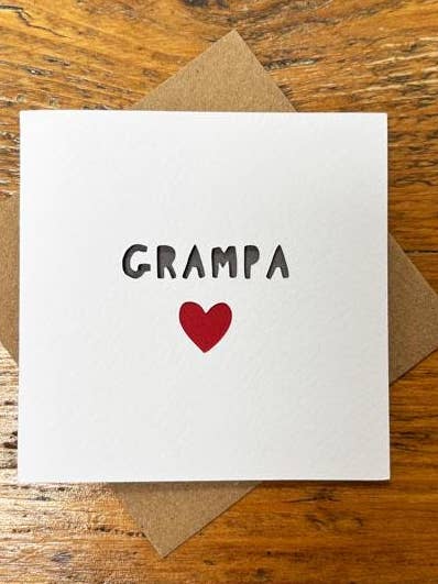 Father's Day 'Grampa' Card With Heart Paper Cut for wholesale by Laura M Designs