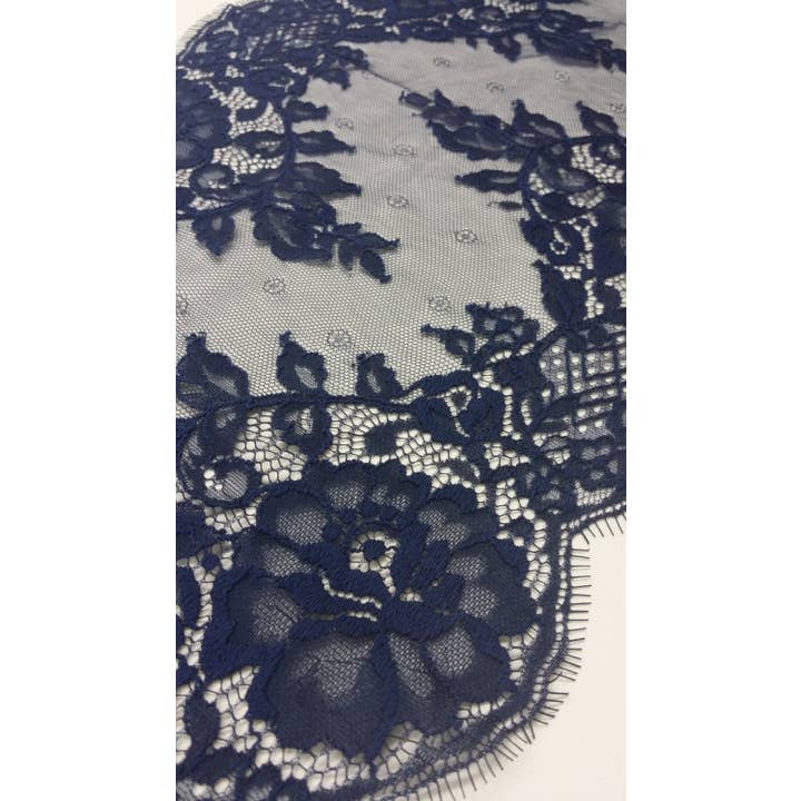 Blue Lace Trim French Chantilly Bridal Wedding Eyelash for wholesale on Faire1