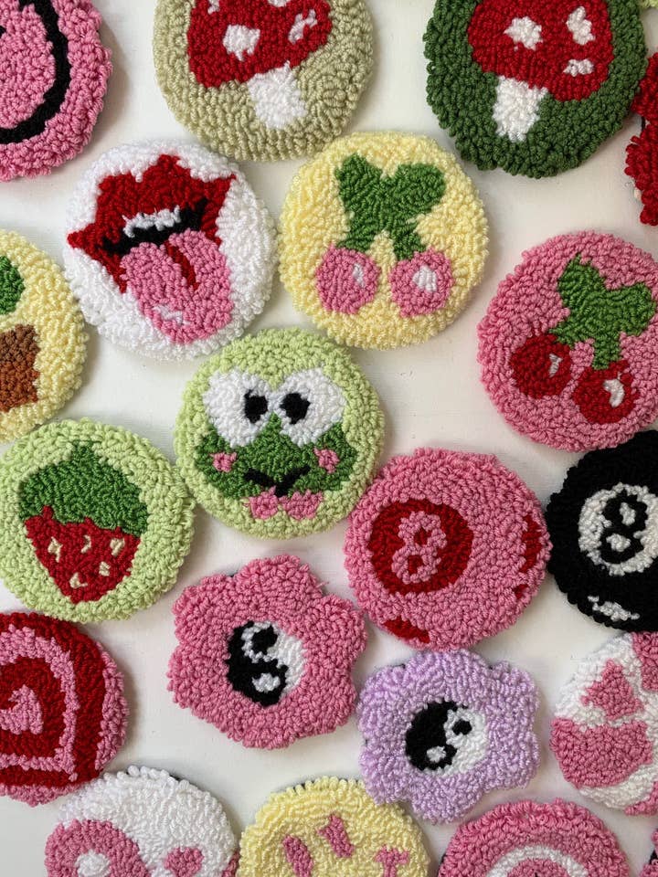 Punch Needle Car Coaster, Tufted Car Coaster, Set Of 2 for wholesale by MUUDLAND