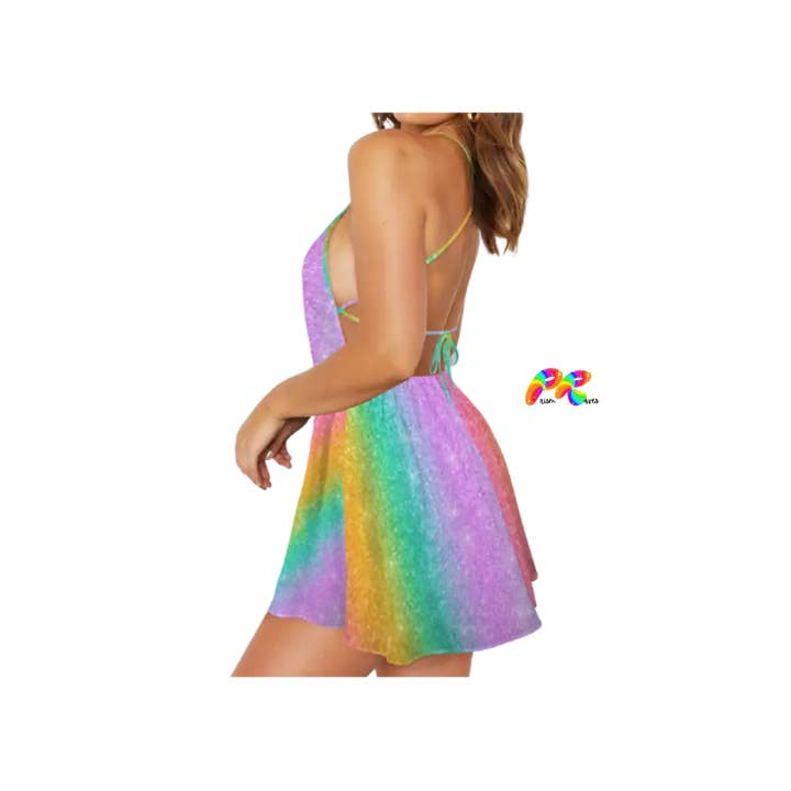 Prism Raves - Wholesale Dress - Women's - Pastel Rainbow Strappy Fairy Rave Dress