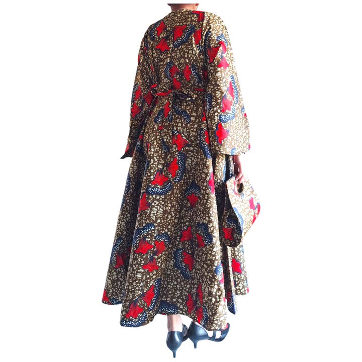 India Batik - Wholesale Dress - Women's - 1014 Combo - Long Wrap Dress + Pocketbook Set3