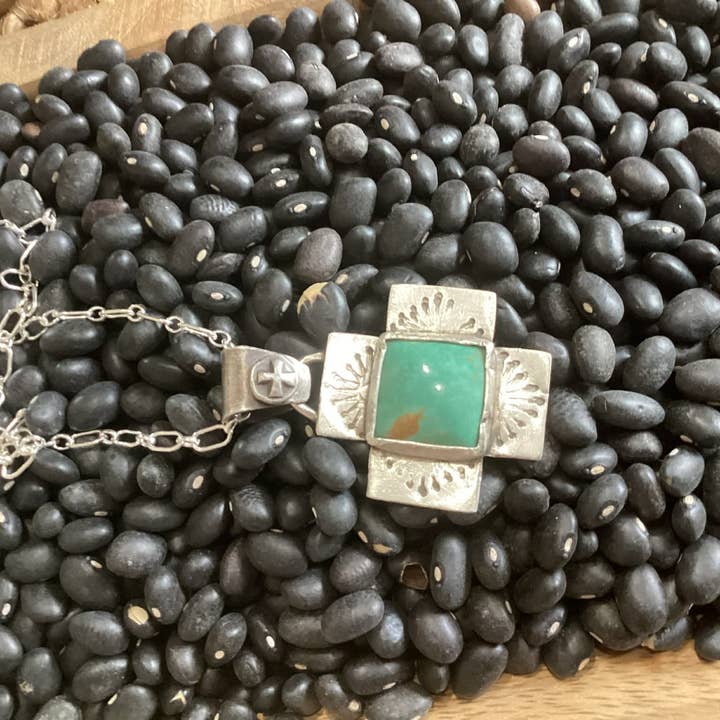 Sterling Silver and Turquoise Pendant Necklace for wholesale by Mi Dio Jewelry