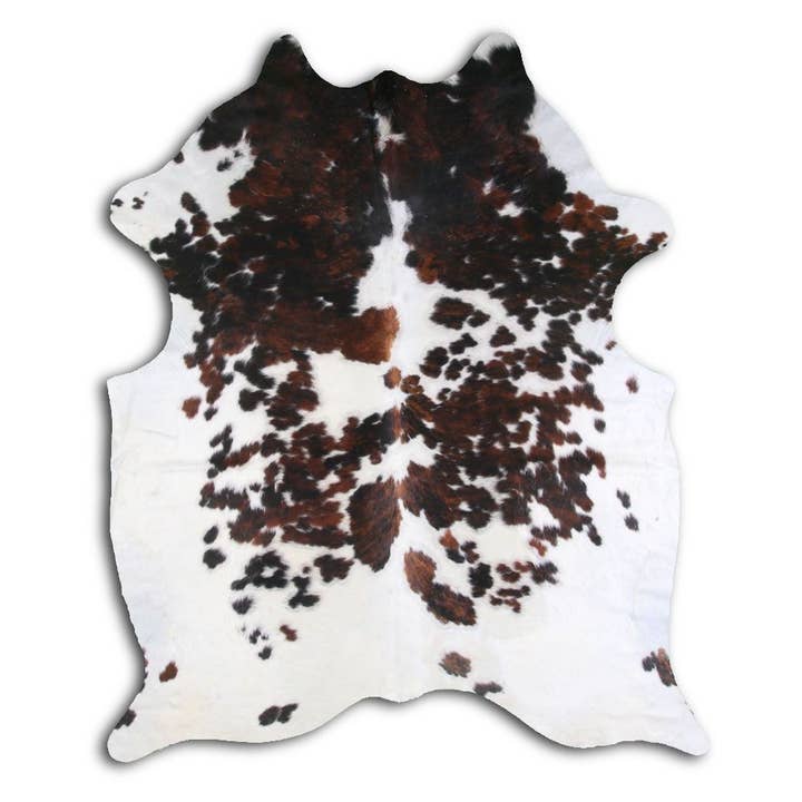 Cuero vacuno gigante tricolor moteado oscuro tamaño 7-8 pies grande para venta al por mayor de Western Linens