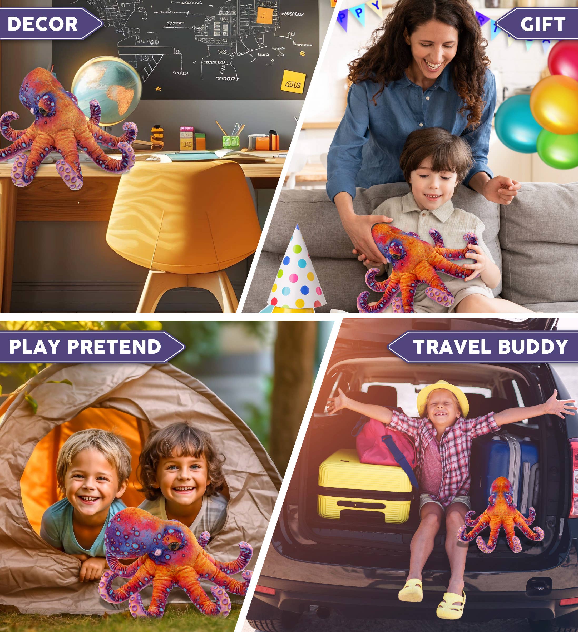 Cota Global - Wholesale Stuffed/Plush Toy - Kids & Baby - Wild Collection Plush - Octopus 15"3