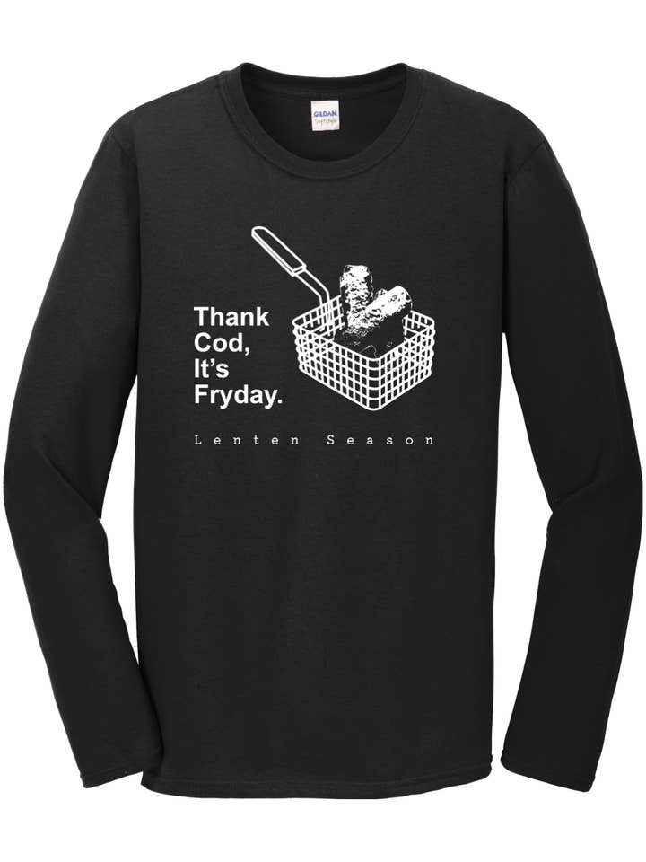 Sock Religious - Wholesale Screen printed t-shirt – unisex - TCIF - Thank Cod, Its Fryday Fish Fry Long Sleeve5