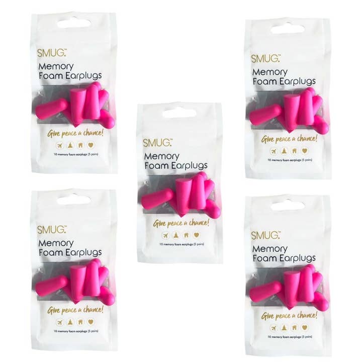 Memory Foam Earplugs - Bright Pink (5 packs) for wholesale by Smug