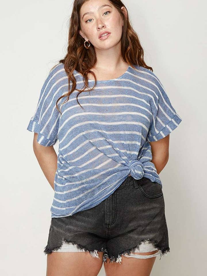 PLUS RANDIG ÖPPEN STICKAD TOPP för wholesale av mittoshop