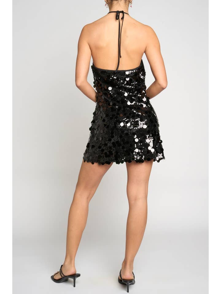 Sans Souci - Wholesale Dress - Women's - UNEVEN SEQUINS HALTER MINI DRESS2