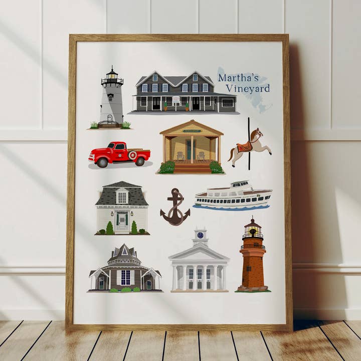 Martha's Vineyard affisch för wholesale av Fox Burrow Designs