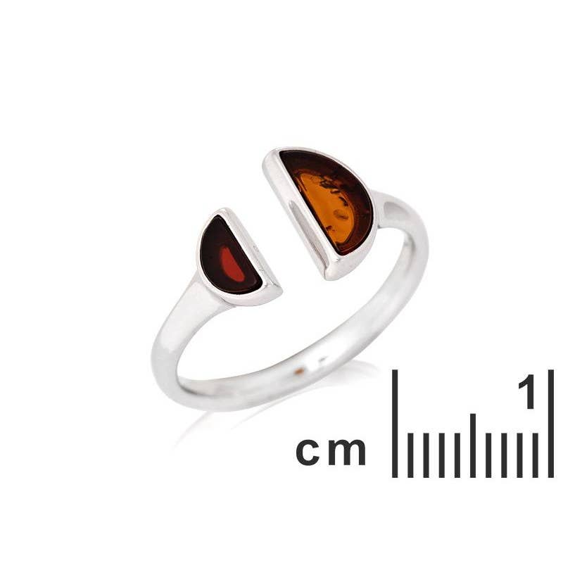 flerfarvet Ring med naturlig cognac rav fra Østersøen i sterlingsølv for engroshandel på Faire1