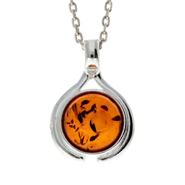 925 Sterling Silver & Genuine Baltic Amber Classic Pendant - 1892 for wholesale by SilverAmber Jewellery