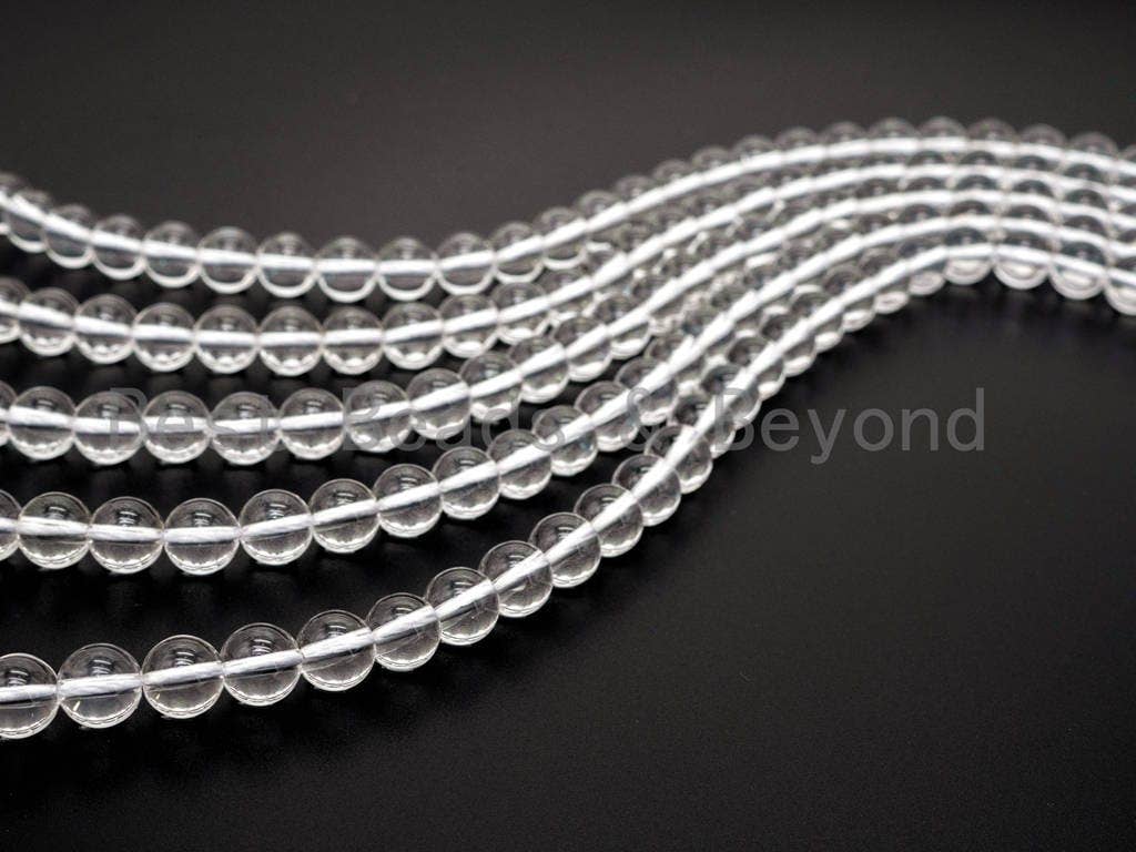 BestBeads&Beyond - Wholesale Beads - Natural Clear Quartz Round Smooth beads, 6mm/8mm/10mm/12mm Round Quartz beads, 15.5" Full Strand, SKU#V11