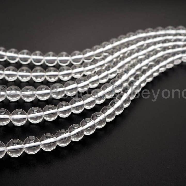 BestBeads&Beyond - Wholesale Beads - Natural Clear Quartz Round Smooth beads, 6mm/8mm/10mm/12mm Round Quartz beads, 15.5" Full Strand, SKU#V110