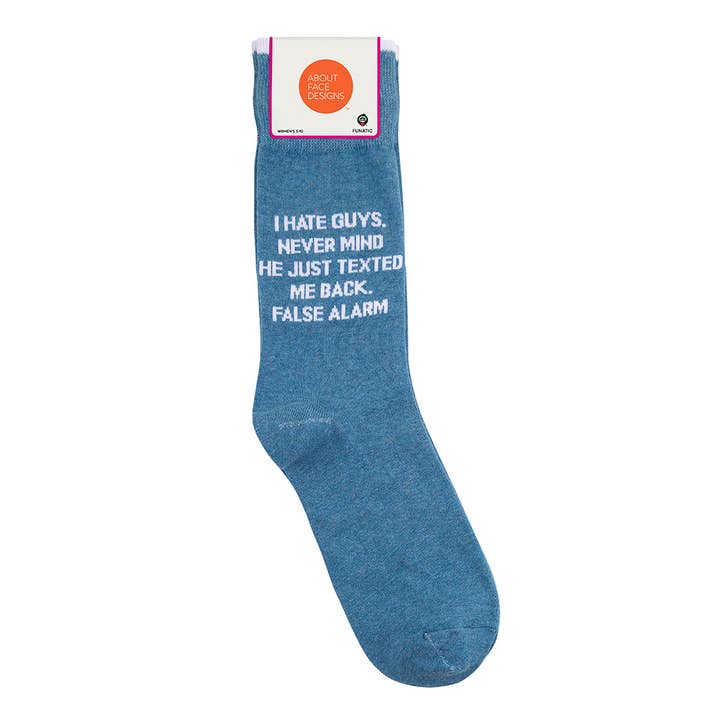 Funatic - About Face Designs - Nice Enough Merch Co - Wholesale Socks - Unisex - I Hate Guys. Socks | About Face Designs