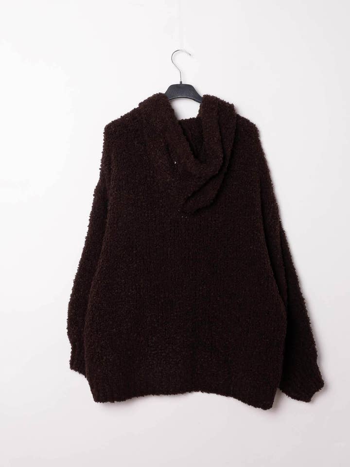 Pépouz' Paris - Wholesale Tunic Sweater - Women's - Hooded alpaca wool loop sweater PP252311