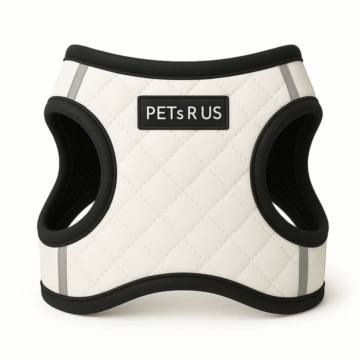 Step-In Dog Harness Vest, Quilted Vegan Leather, White for wholesale by PETsRUS