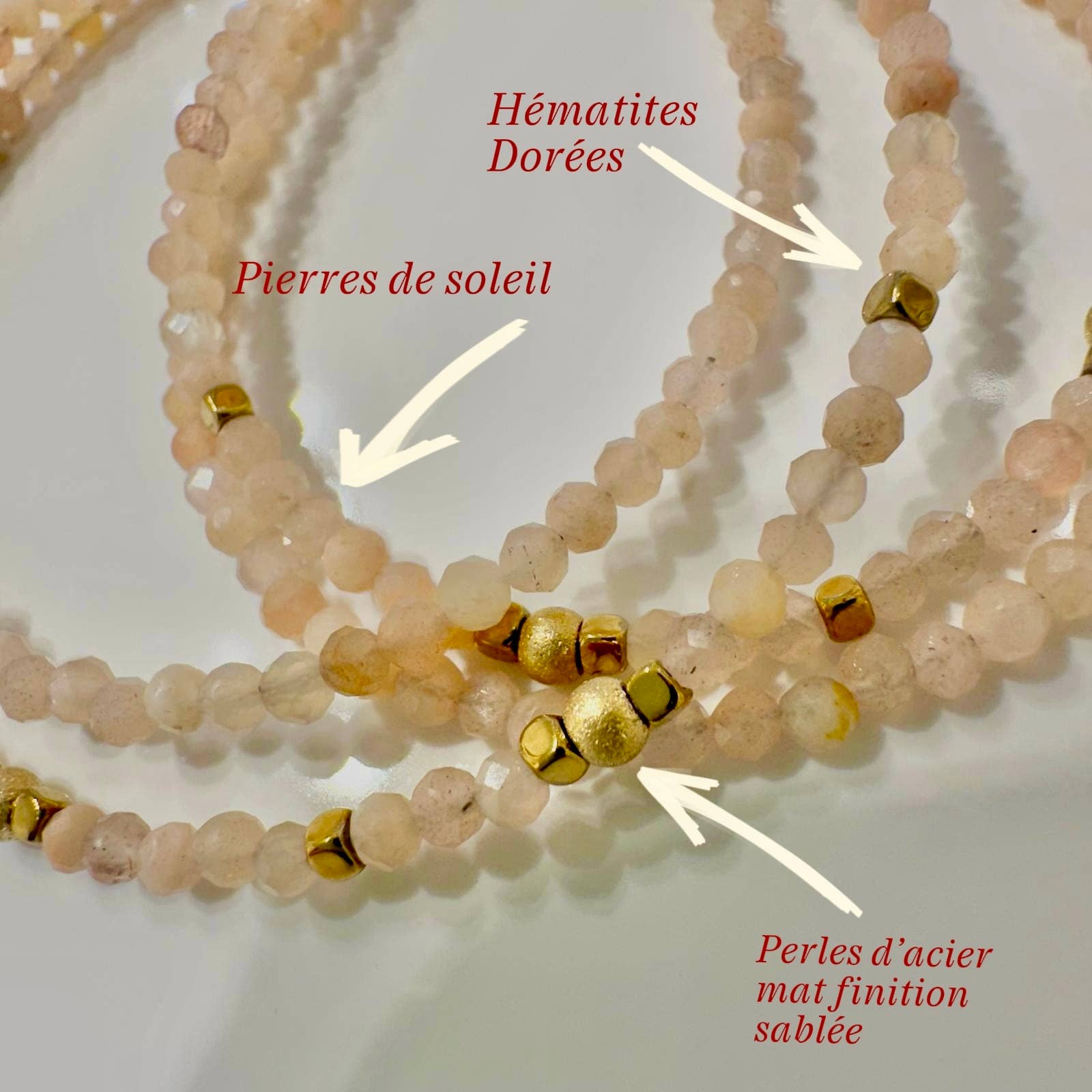 DJANET BIJOUX - Wholesale Armband met kralen - Meerlagige armband met zonnesteen van verguld roestvrij staal2