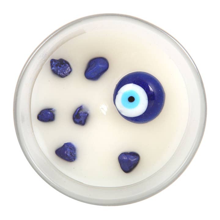 Something Different Wholesale - Wholesale Jar/Filled Candle - All Seeing Eye White Sage Crystal Chip Protection Candle