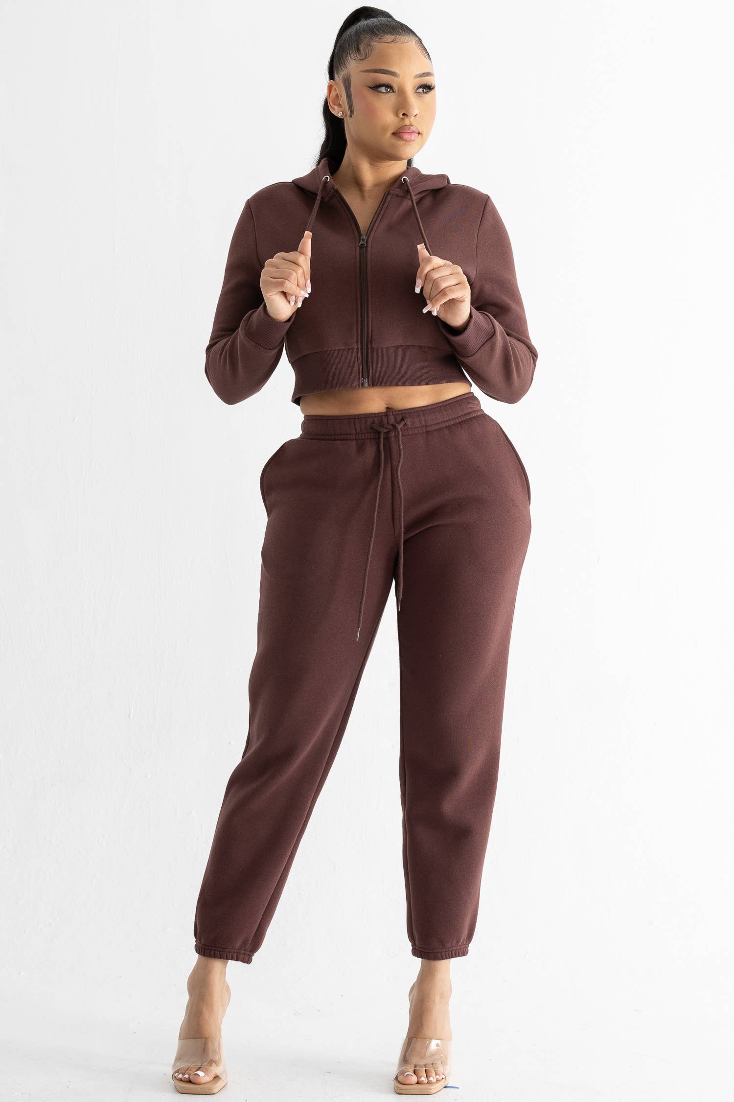 Boswell - Vente Ensemble haut et pantalon (PAS d'intérieur) - Femme - ENSEMBLE HAUT COURT ET PANTALON DE SURVÊTEMENT À CAPUCHE EN POLAIRE ÉPAISSE17