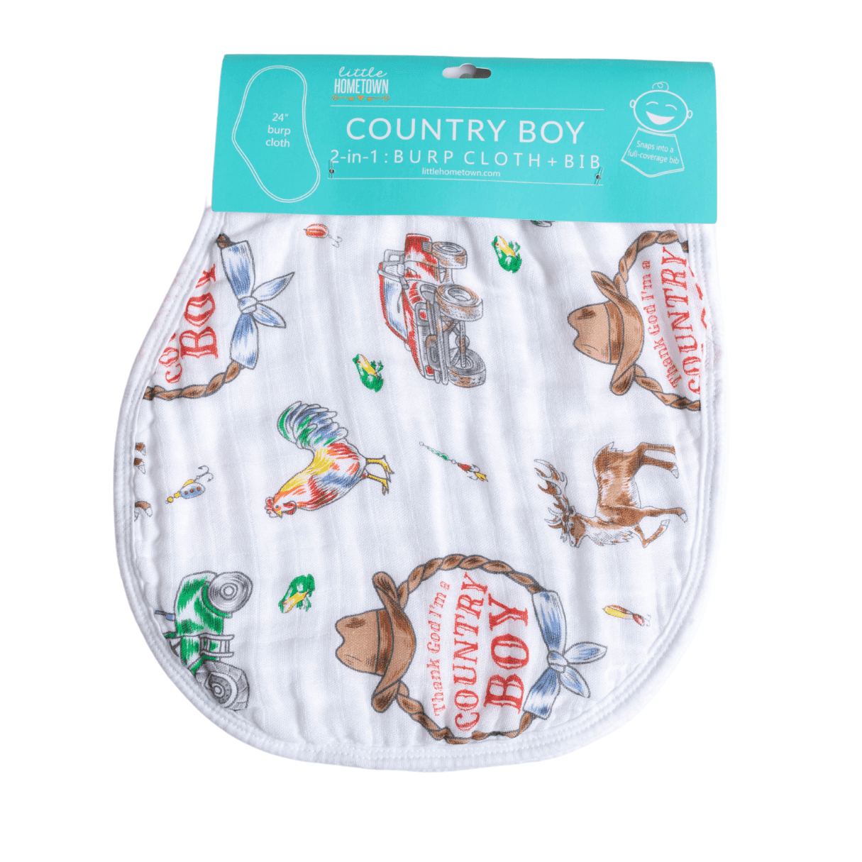 Little Hometown - Wholesale Burp Cloth Set - Baby - Country Boy 2 in 1 Burp Cloth and Bib Combo4