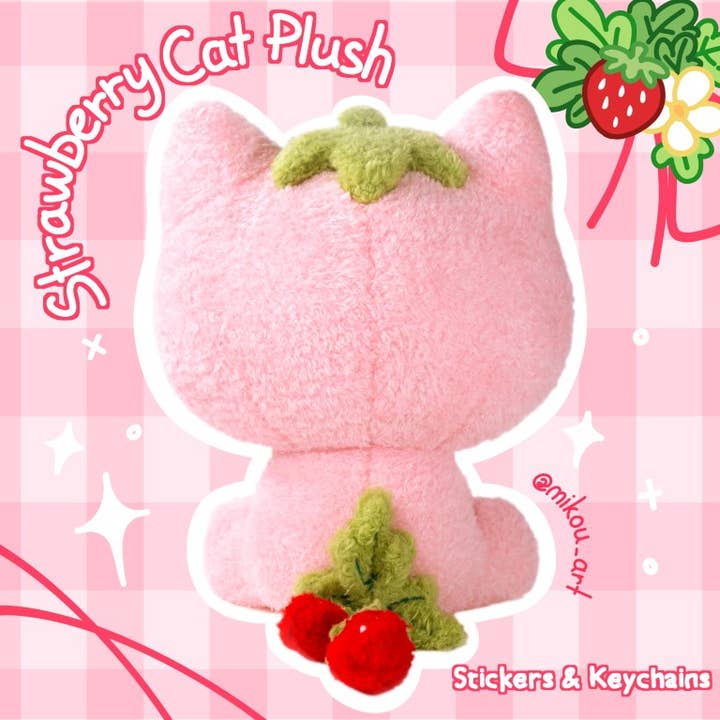 MikouArt - Wholesale Stuffed/Plush Toy - Kids & Baby - Strawmi β Strawberry Cat Plush Toy1
