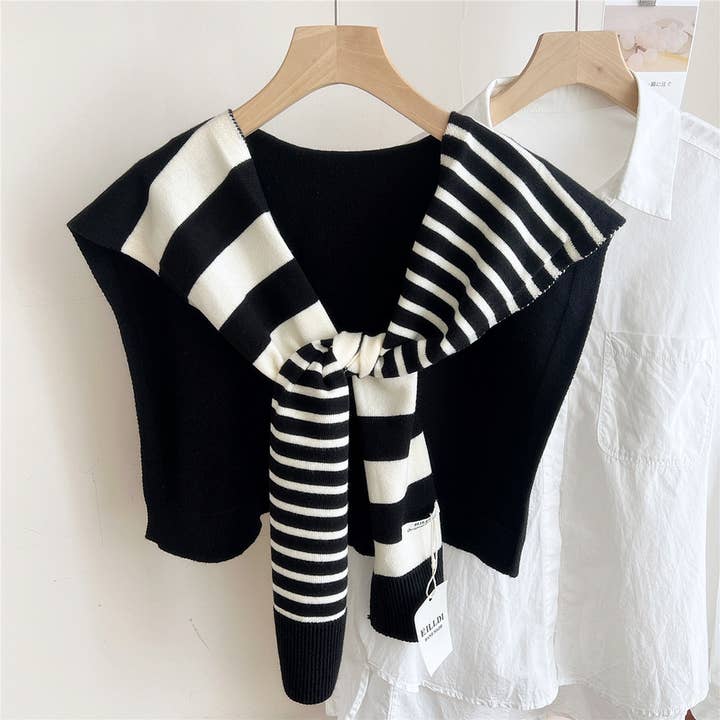 ACCITY - Wholesale Scarf - Women's - Striped Knit Shawl – Neck & Shoulder Wrap_CWASC0843