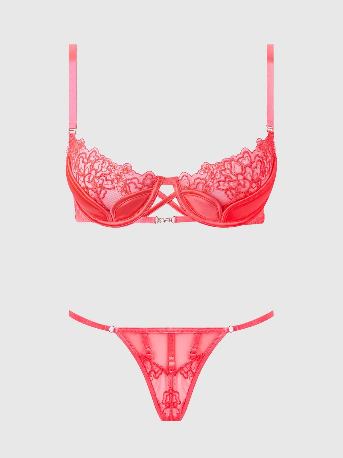 House of Desire - Venta al por mayor Conjunto de lencería - Mujer - Conjunto de sujetador demi y tanga bordado EDEN16