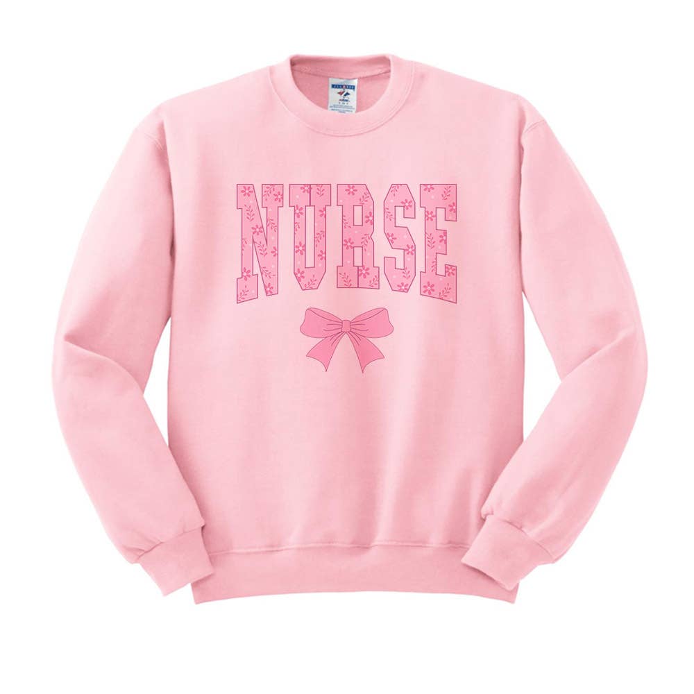 Lucky Luna Apparel - Wholesale Graphic Sweatshirt - Women's - Pink Bow Nurse Crewneck Sweatshirt3