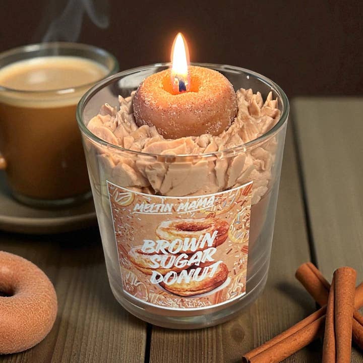 BROWN SUGAR DONUT DESSERT CANDLE for wholesale by Meltin Mama