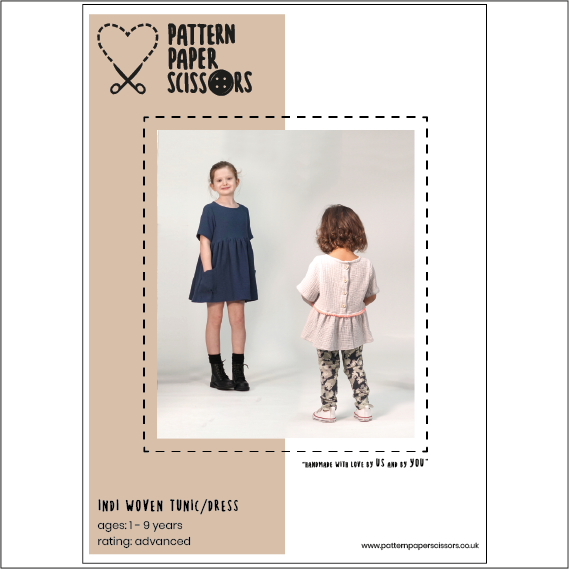 Pattern Paper Scissors – wholesale Surface pattern design – Kids Indi Woven Tunic Dress Sewing Pattern1