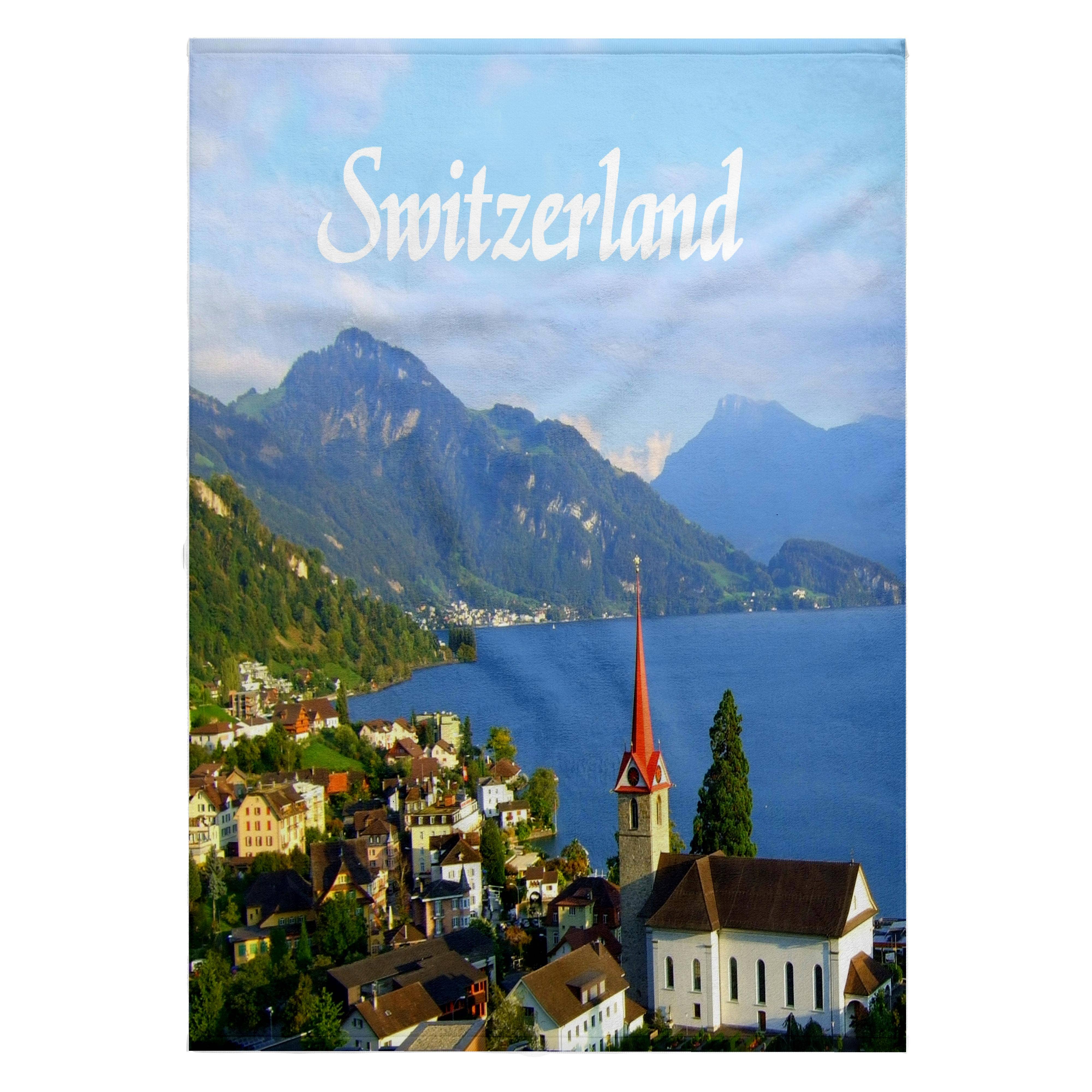 3dRose - Wholesale Bath Towel - 3dRose, Switzerland tourist travel souvenir - Swiss landscape photo of pretty lake town Weggis near Lucerne, Towel0