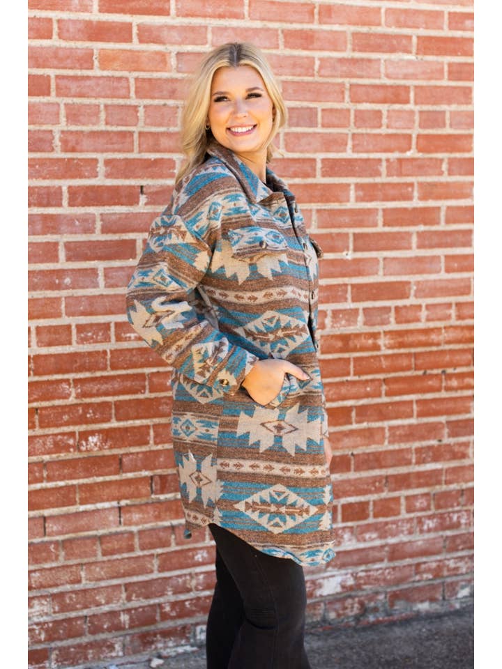 DESHENG ENTERPRISE - Wholesale Jacket - Women's - WESTERN AZTEC PATTERN LONG JACKET 2