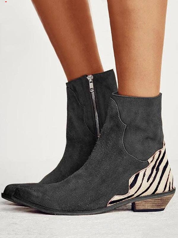 kycozy - Vendita all'ingrosso Stivaletti - Donna - Stivaletti alla caviglia con cerniera e tacco basso alla moda0