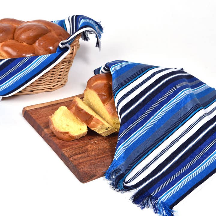 Servilleta de cesta tejida a mano con funda Challah a rayas para venta al por mayor de Mayamam Weavers