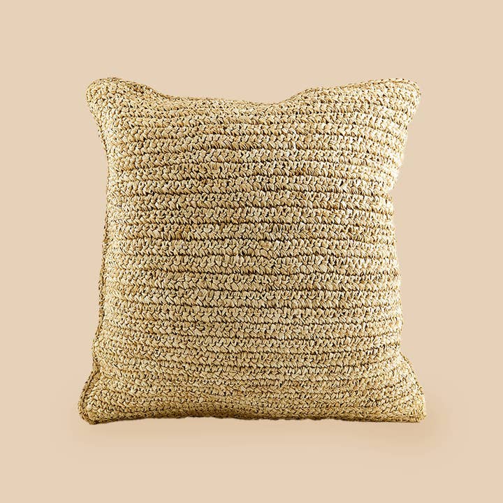 Bazar Bizar Living - Wholesale Throw pillow cover - The Raffia Flores Cushion Cover Square - Natural - 40x402