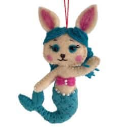 Coniglio sirena con coda blu – ornamento sospeso per la vendita all'ingrosso da parte di Santa and friends