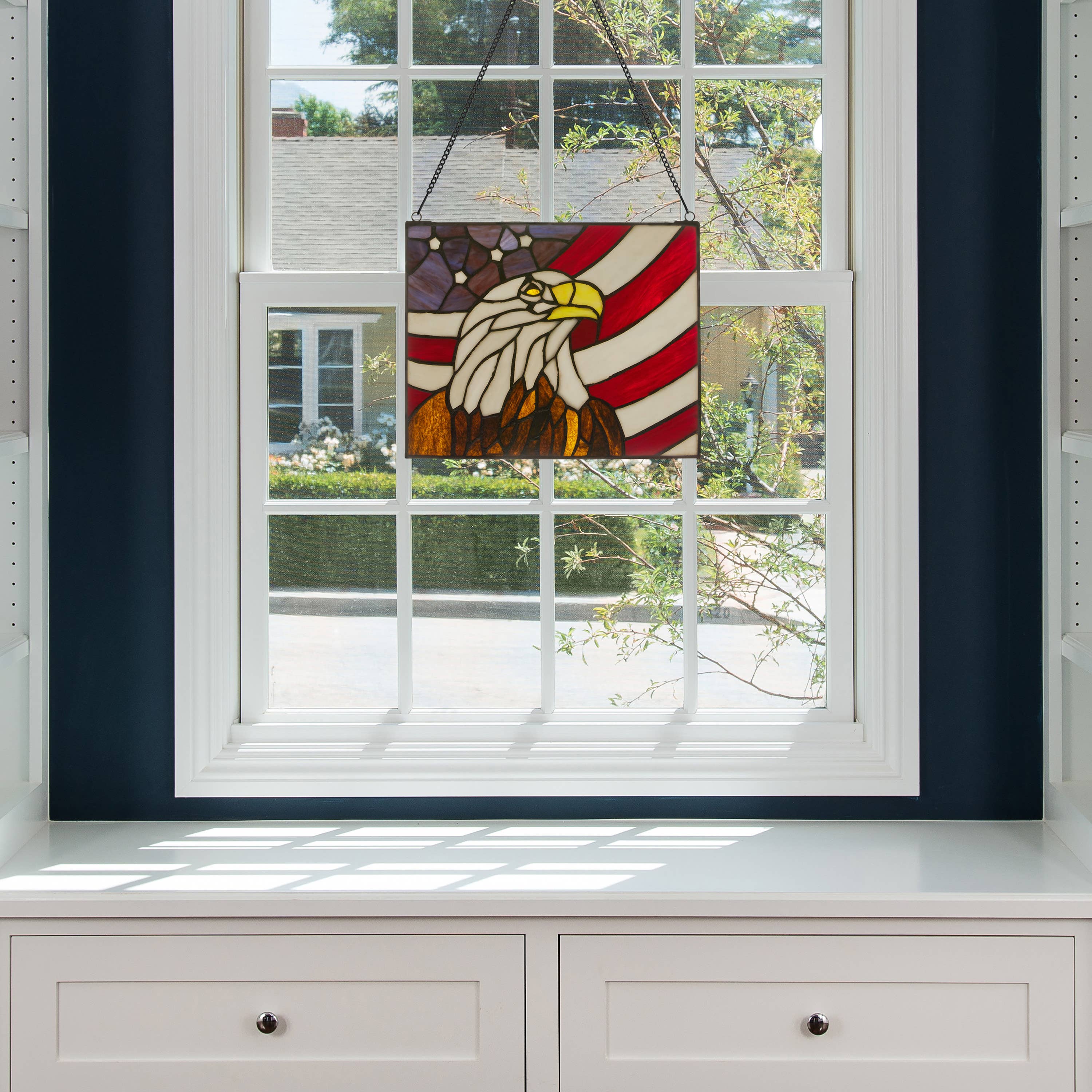 River of Goods - Wholesale Suncatcher - 9.5"H Americana Eagle Stained Glass Window Panel5