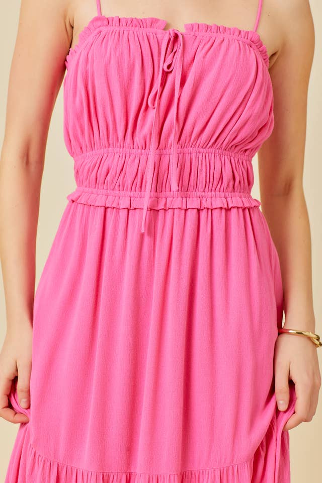 Main Strip - Wholesale Dress - Women's - Tie Ruffle Cut Out Open Back Summer Maxi Dress