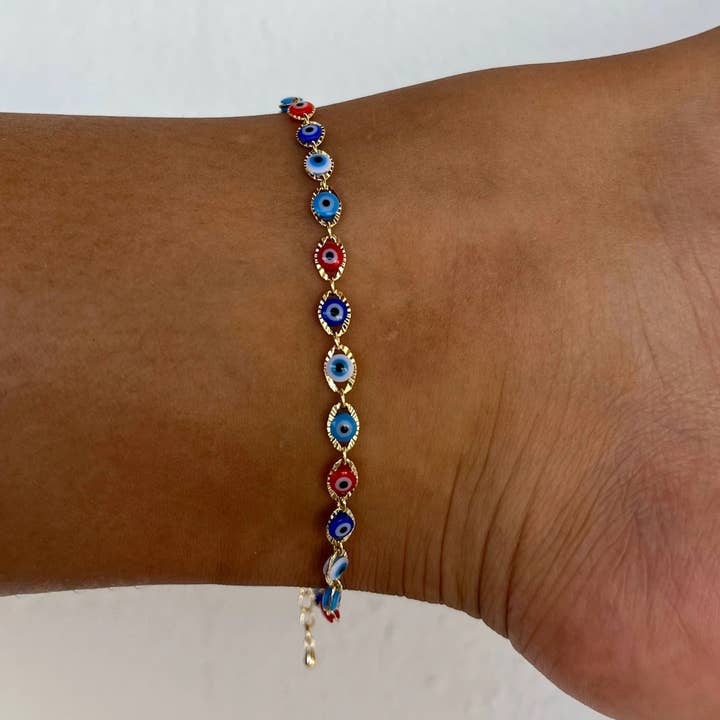 Mehrfarbiges Evil Eye Fußkettchen für den Großhandel von B Jewels By Brit