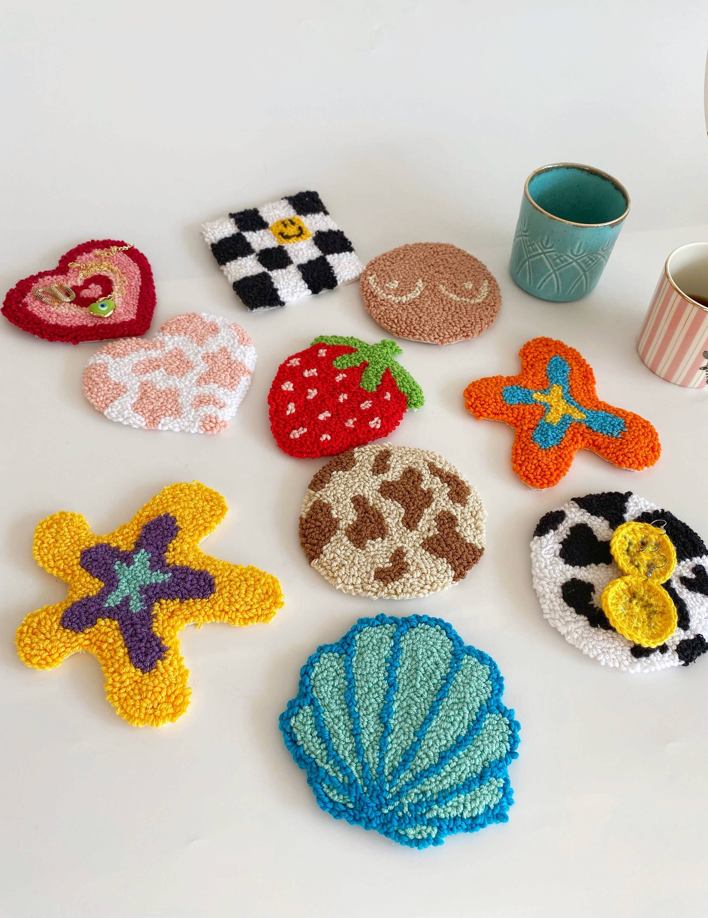 Honey Art and Nature – wholesale Coasters – Customizable Hand Tufted Punch Needle Coasters1