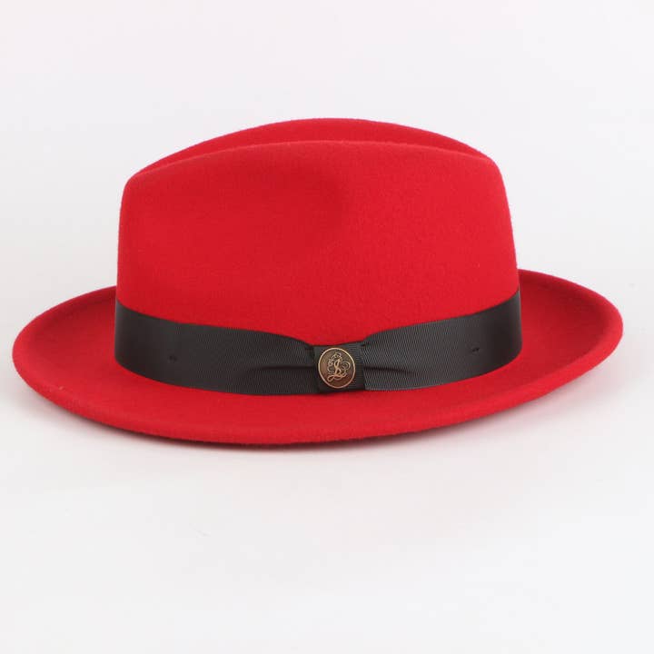 The Bowery Fedora |Fine Australian Wool Fedora Hat | Red for wholesale by Steven Land