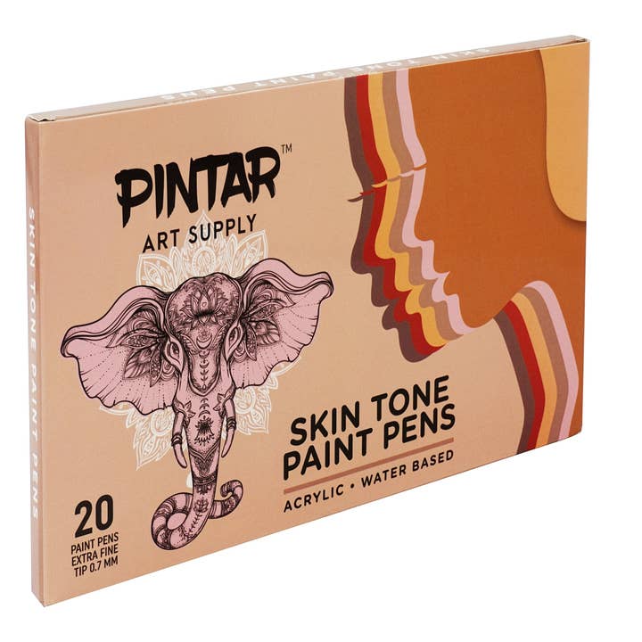 Pintar Art Supply – Caneta hidrográfica por atacado – Pintar Skin Tone Color Conjunto de 20 canetas de tinta acrílica com ponta extrafina de 0,7 mm | Use em pedras, tela, vidro, cerâmica, plástico, porcelana