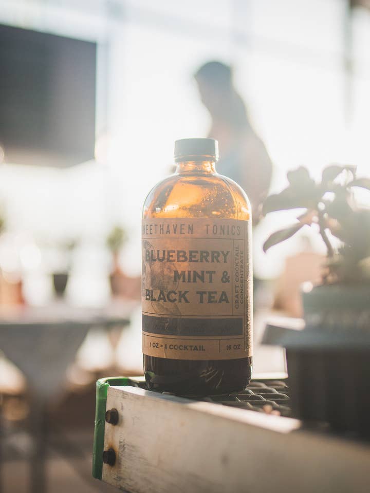 Blueberry Mint & Black Tea for wholesale by Sweethaven Tonics